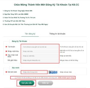 Hướng dẫn cách đăng ký tài khoản tại k8cc app