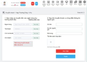 Thực hiện nạp tiền vào tài khoản 