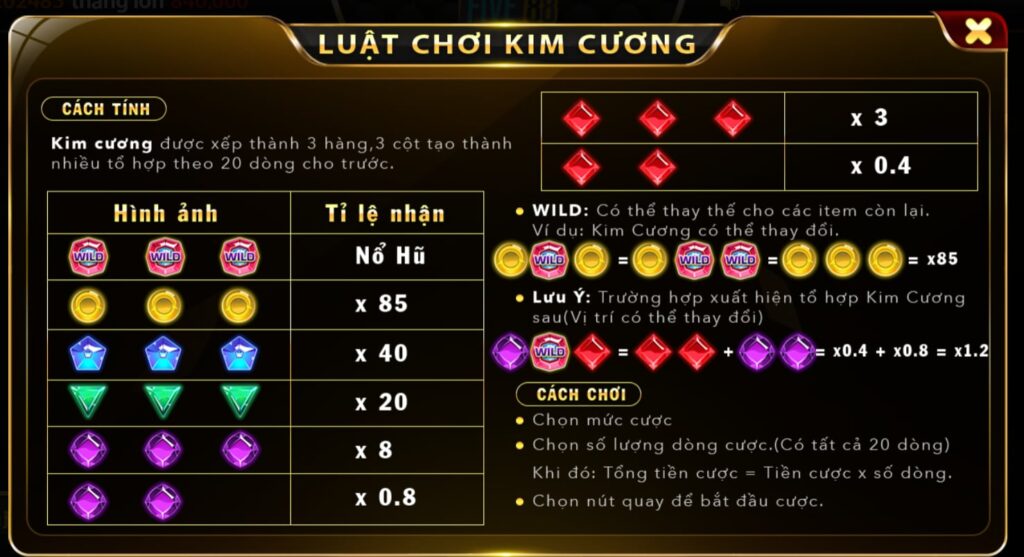 Luật chơi cơ bản trong Kim cương K8CC